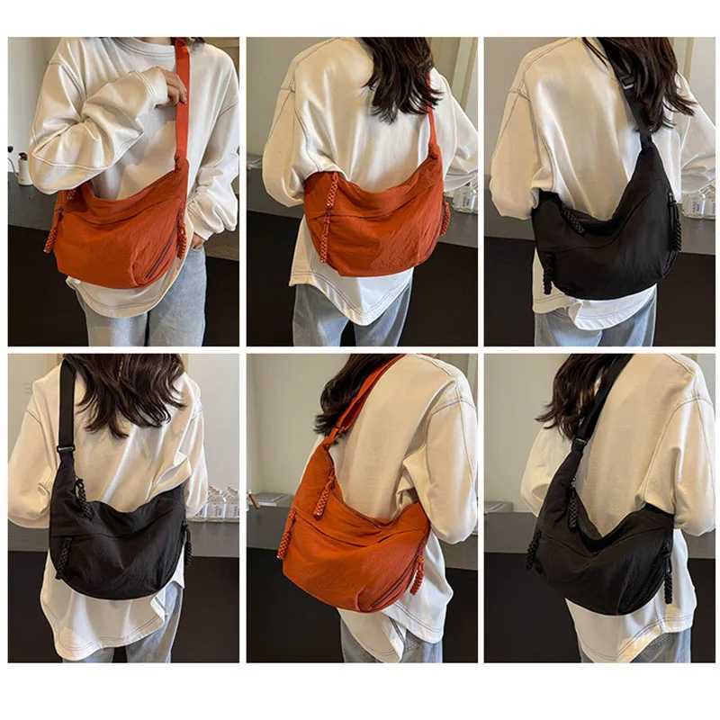 Crossbody BagWomens shoulder bags Large capacity nylon Crescent waterproof with adjustable shoulder straps Y250730