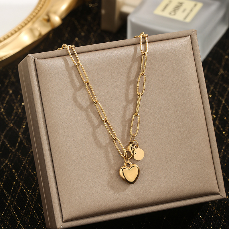 Simple Designer Bracelet Titanium Steel Heart Pendant Necklace Women's Best Friend Madam Jewelry Set Cross-border Foreign Trade Wholesale