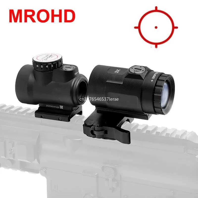 MR* HD 1X25 Red Dot Sight 2MOA/68MOA Reticle and MAG-C 3X Magnifier Combo with Full Markings for Hunting Airsoft Rifles R250730