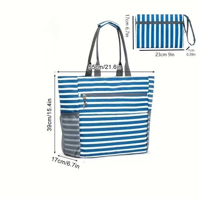Summer Beach Tote Bag Waterproof Foldable Large Capacity Lightweight Portable Travel Storage Bag For Outdoor Swimming Vacation G250729