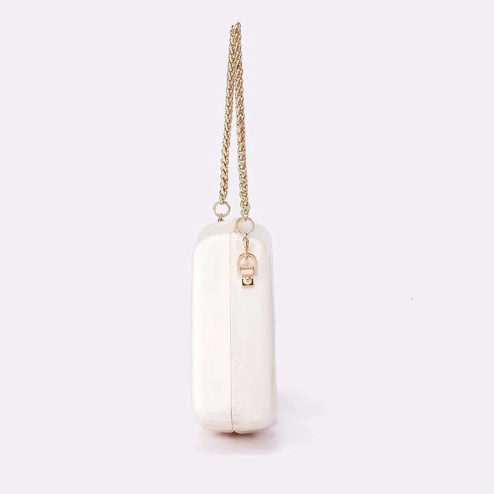 Women Designer Elegant Metal Chain Clutch Purses And Handbags Wedding Party Fan-shaped Female Acrylic Box Evening Bags Y250730