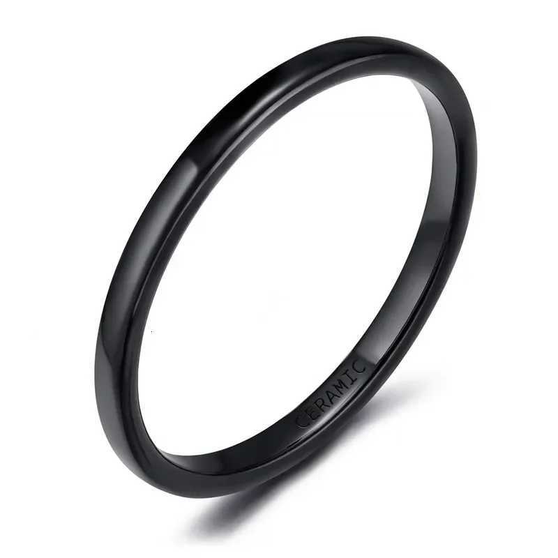 2mm High Polished Ceramic Rings For Women Domed Black Thin Wedding Band Engagement Jewelry Bijoux Friend Gift Wholesale y250730