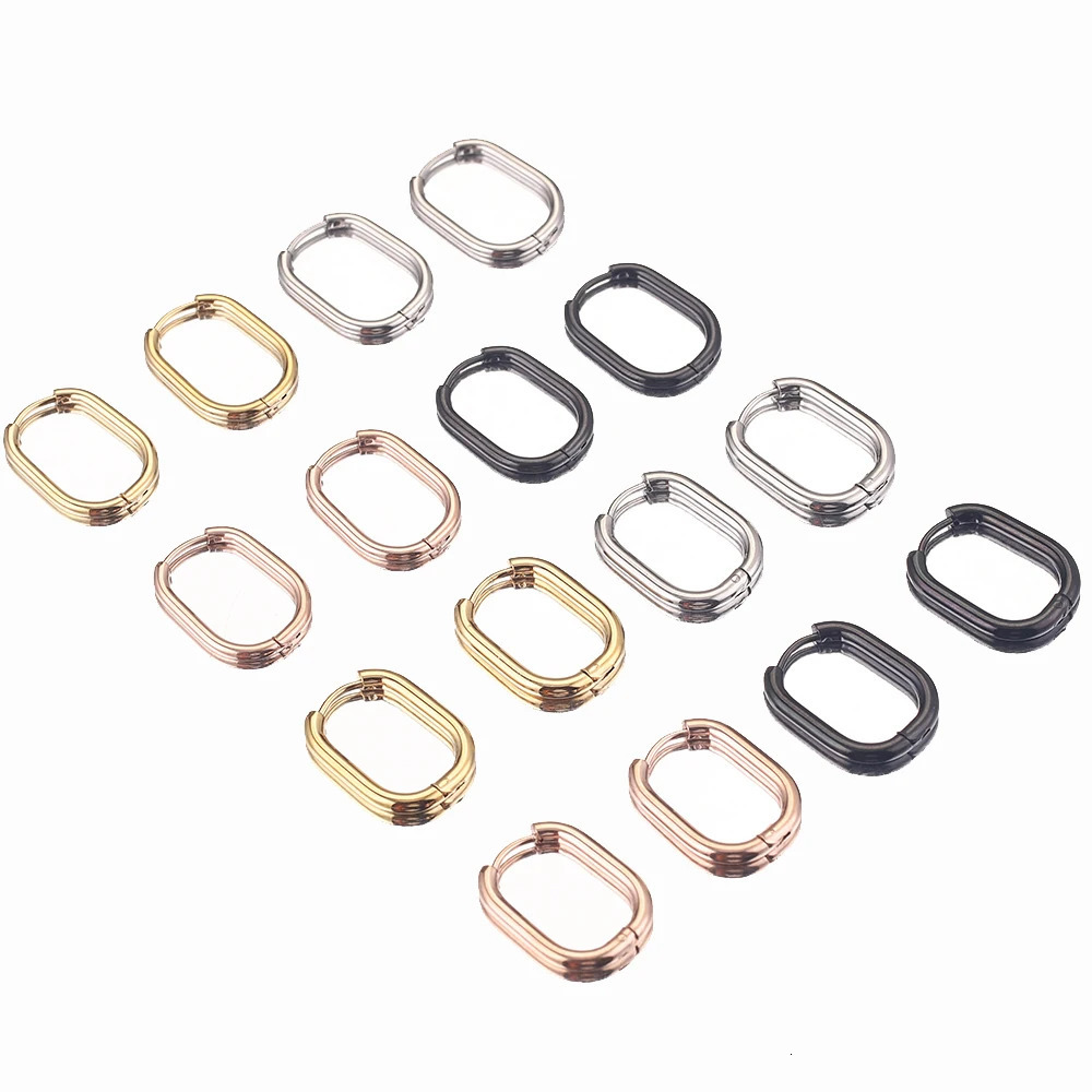6pcs/lot Stainless Steel Rectangle Earrings Ear Hooks Gold-Plate oval Hoop Findings for DIY Earrings Parts Jewelry Wholesale 250729