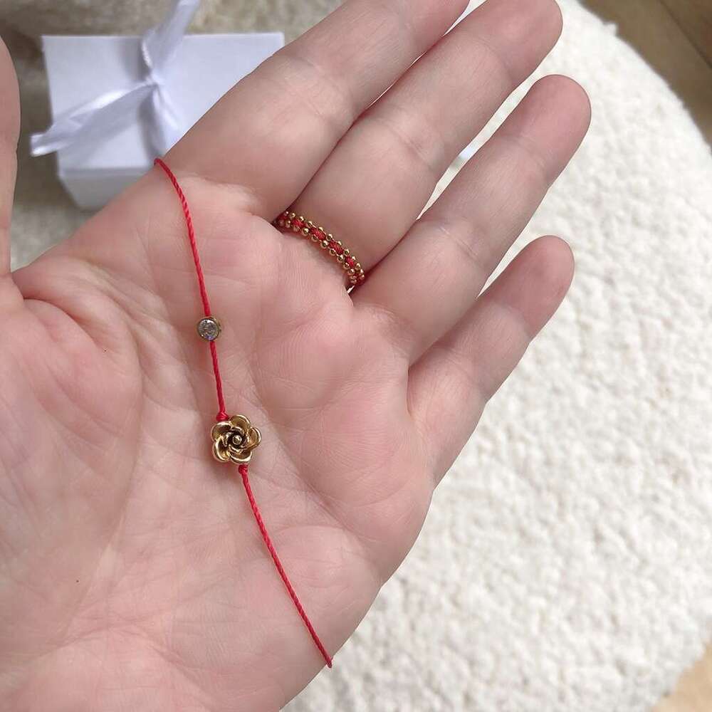 Titanium Steel Real Gold Plated Rose Flower Handmade Woven Bracelet Non-Fading Light High-End Exquisite