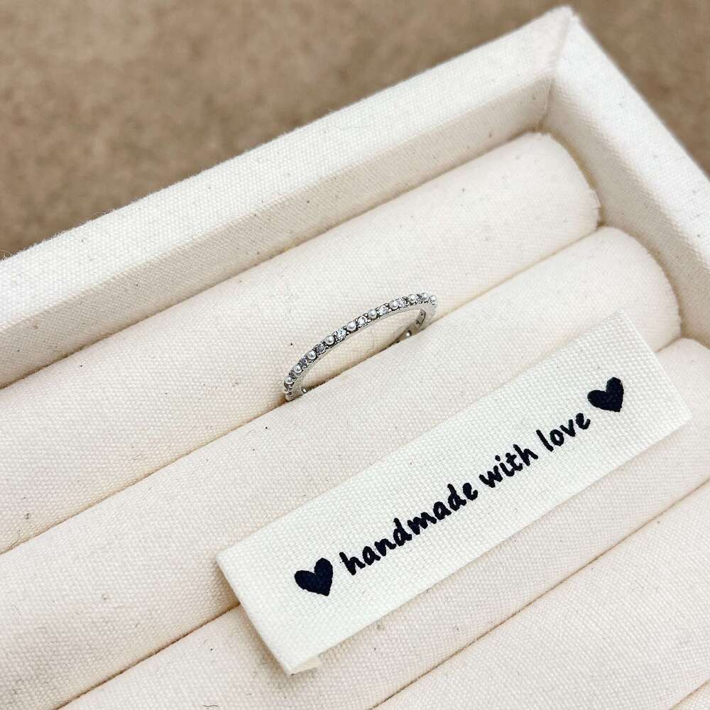 Closed Loop Mini Pearl Inlaid Full Zirconia Thin Gold and Silver Two-tone Optional 2025 Spring New Ring 8b2