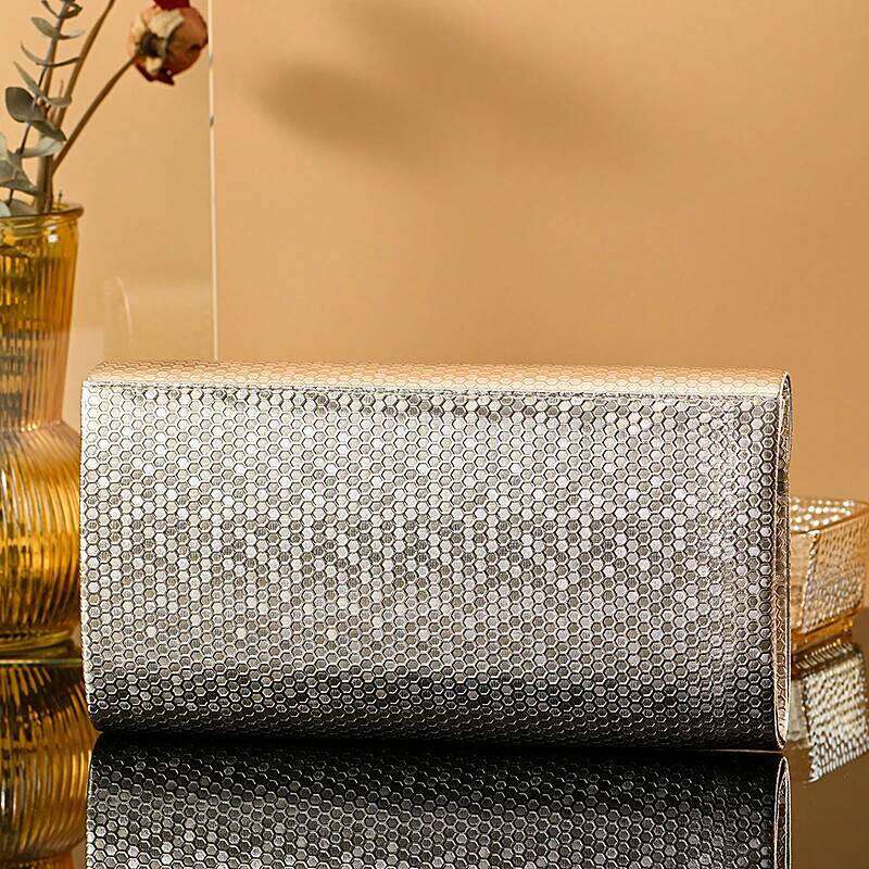 Gold PU Shiny women Envelope Valentine Wedding Party dinner chain shoulder bag Ladies Handbag Girls Evening Bag