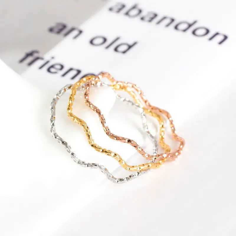Fashion Retro Stainless Steel Wave Design Knuckle Rings for Women Rose Gold Color Simple Girl Gift Size 5-10 1mm Thin Ring y250730