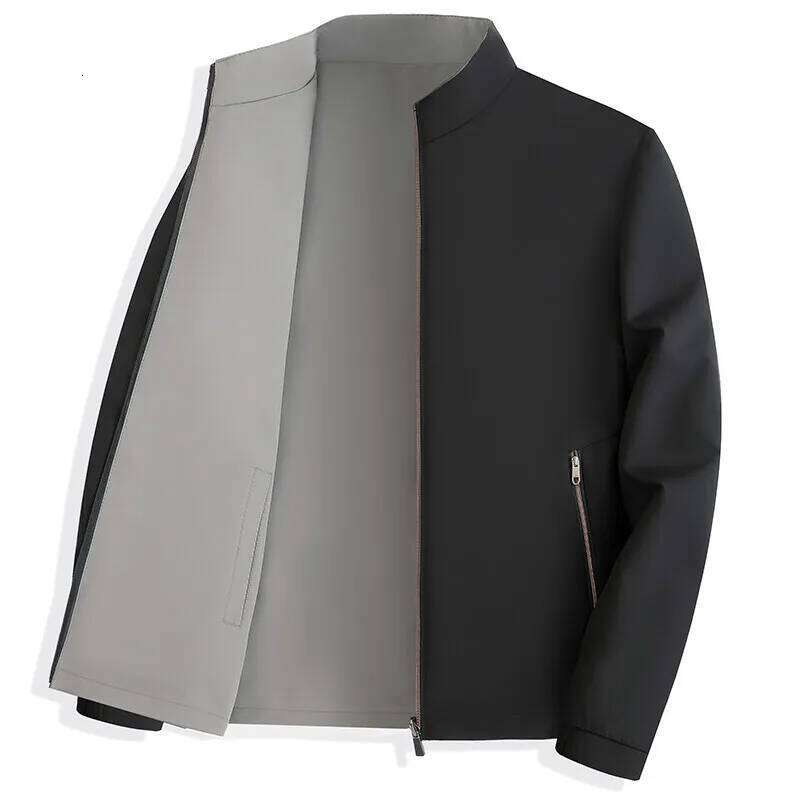 Business Casual Men's Stand Collar Double-Sided Wearable Jacket 2025 Spring Autumn Solid Coats Outwear Windbreaker Tops Clothing MDNG