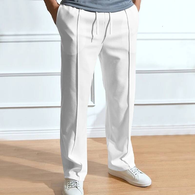 2024 Spring/Summer Hot Selling Men's Fashionable Casual Solid Color Loose Tight Cord Straight Pants