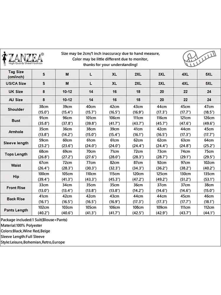 ZANZEA Korean Fashion Blazer Tops 2pcs Suits Autumn Solid Color Women Elegant Pant Sets Trousers Commute 250731