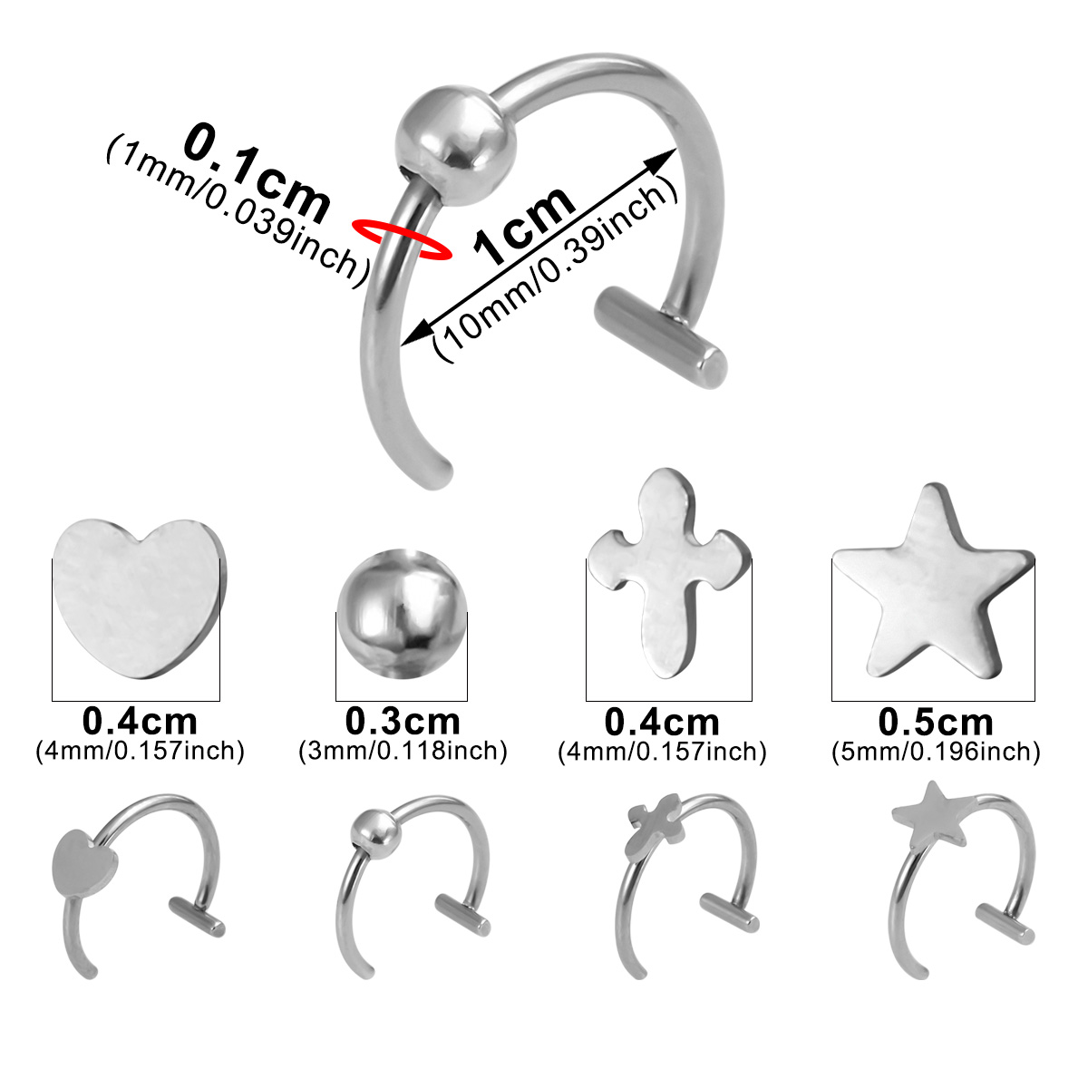 Love stainless steel cross lip ring, non perforated pentagram lip nail, human puncture jewelry, ear bone ring wholesale