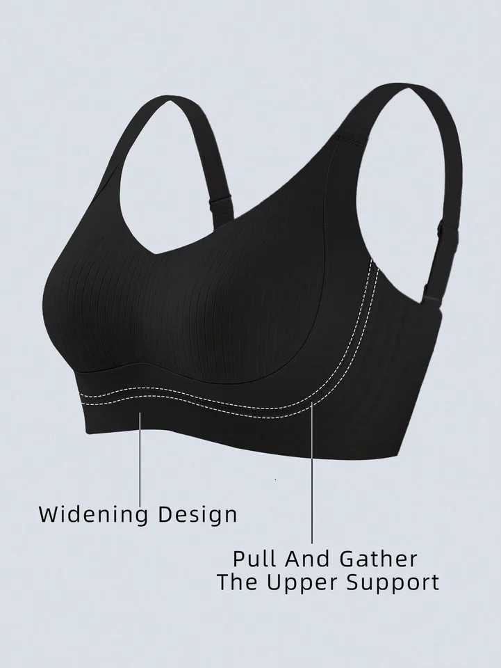 Finetoo M-4XL Womens Seamless Push-Up Bra with Removable Pads Comfortable Wireless Solid Color Adjustable Band Size Bra Top Z250730
