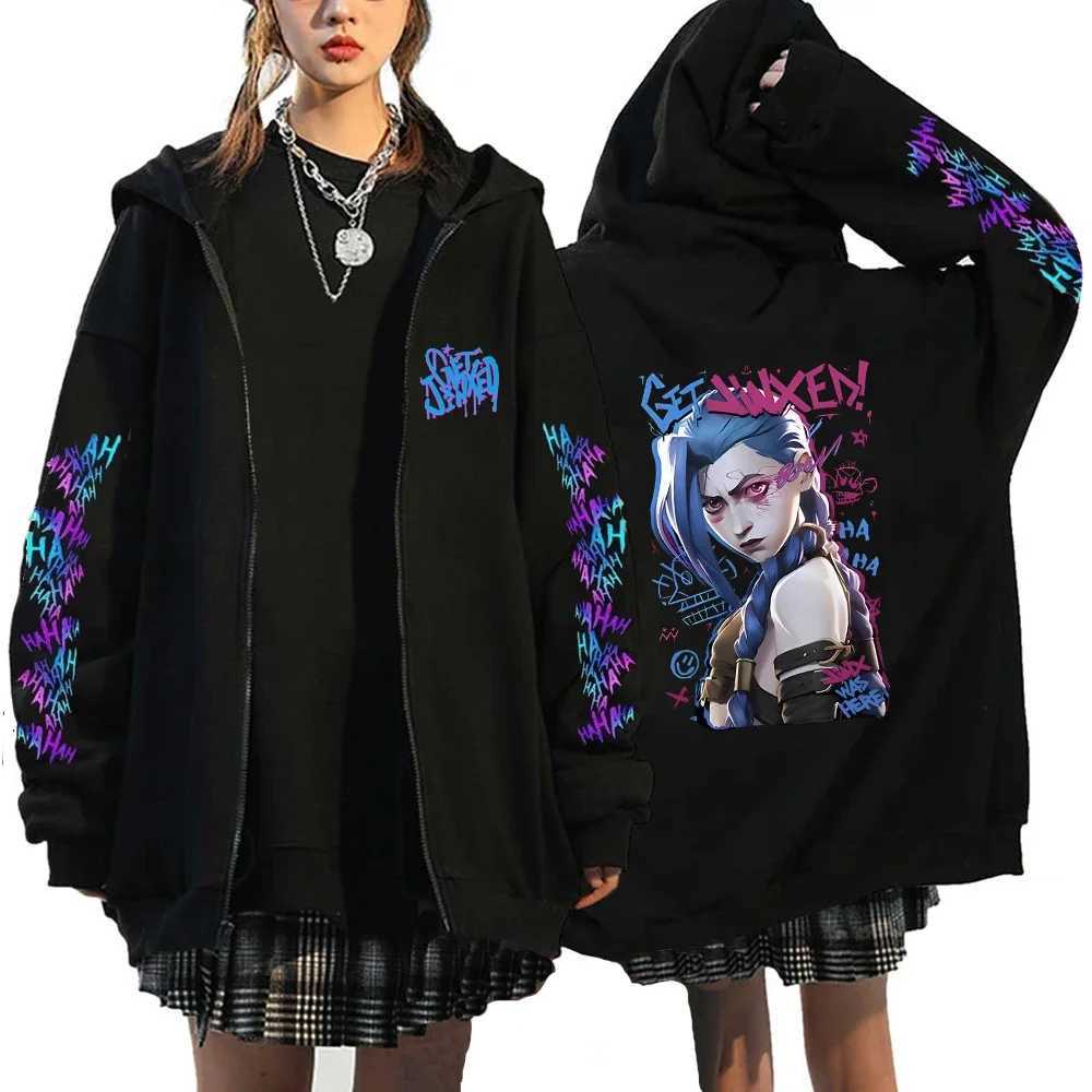 Arcane-Jinx Zipper Hoodie Monkey Graffiti Zip Up Jacket Men Women Game Lover Popular Sweatshirts HipHop Streetwear Pullover Gift XJ250731