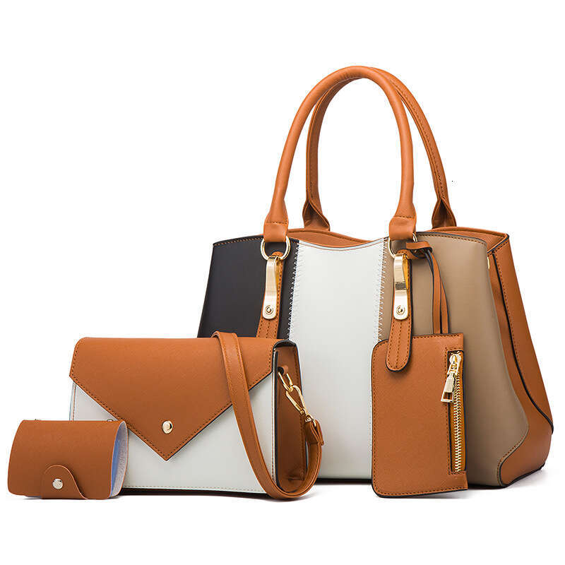 2025New Fashion Color-Block HandbagTote Shoulder Crossbody Bag Mother and Child Set Four-Piece Women's Bag Set