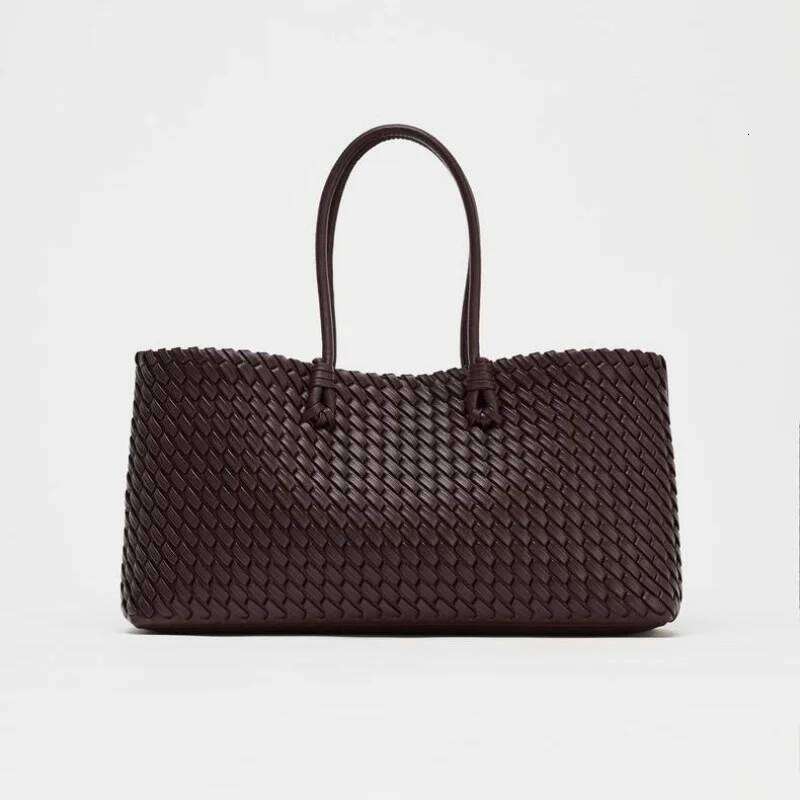 European American Retro Weaving Handbag Fashion Brand Designer Versatile Casual Single Shoulder New Solid Color Tote Bag