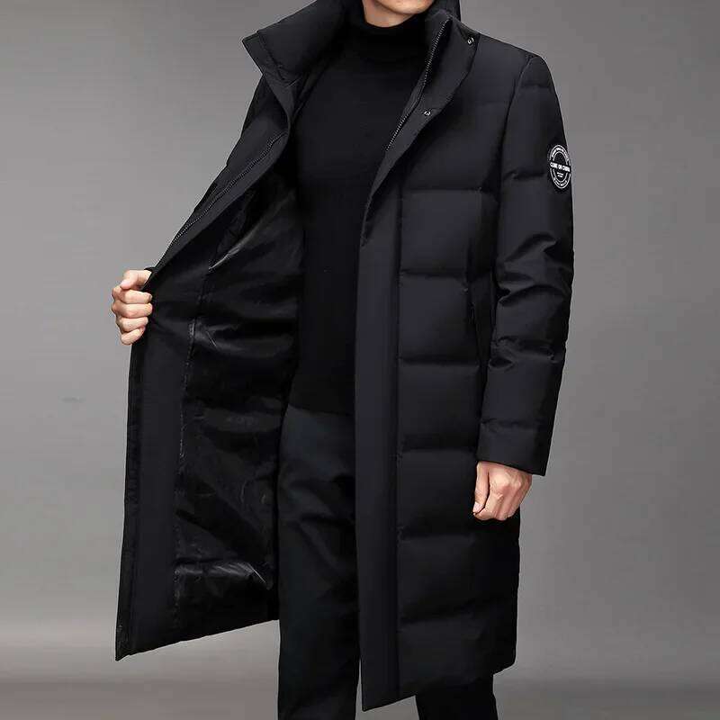 Long Men Down Coats Parkas Windproof Thick Padding Padded Winter Jacket Warm Stand Up Collar Male Coat MDNG