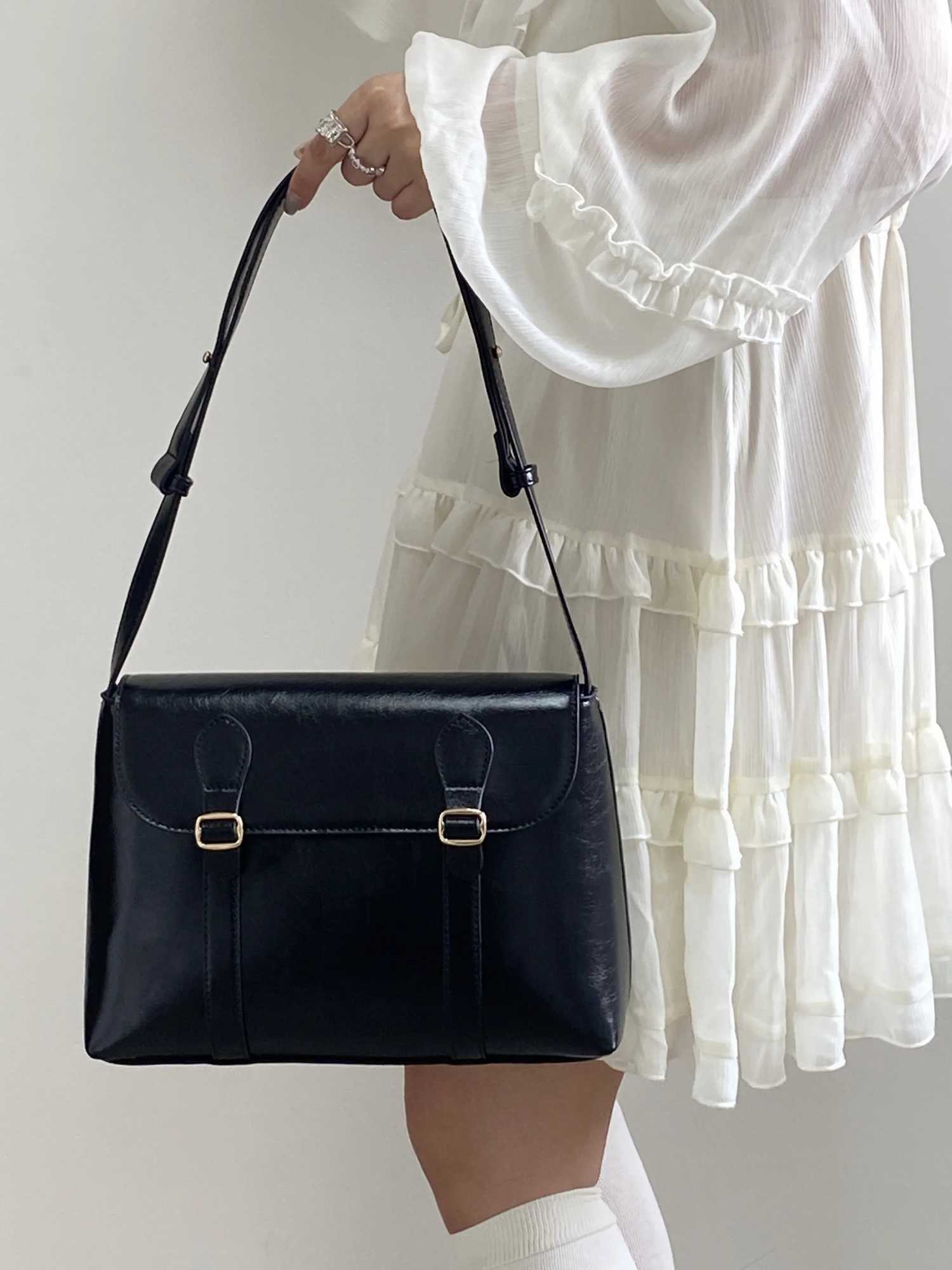 Vintage Womens Shoulder Bag Large Capacity Ladies Tote Purse Handbags Pu Leather Female Messenger Bags College Book Bag Y250730