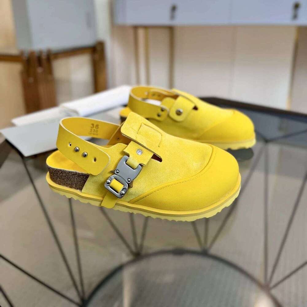 Women Size35-45 Natural Cow Suede Couple Sandals Flats Mixed Colors Leisure Round Toe Designer Shoes Zapatillas De Mujer ffd