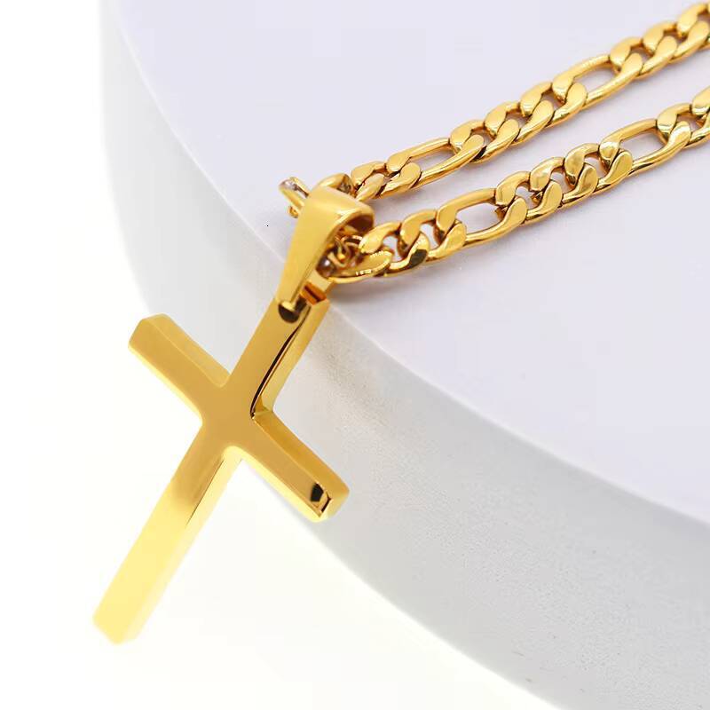 JY Fashion Hot Simple Stainless Steel Necklace 18k Gold Dainty Cross Necklace for Men Cross Necklace Women Jewelry