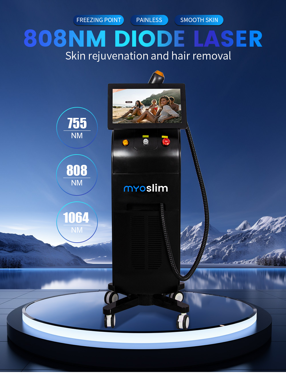 Permanent Hair Removal with High Power Skin Rejuvenation and 808 Hair Removal Instrument