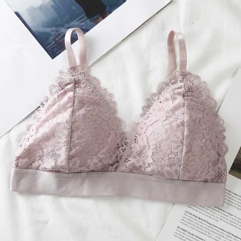 French Triangle Bra Women BaCKless Bralette Ladies Underwear Summer Sexy Bra GaTHered Bra No Steel Ring Lace Bra Lingerie Z250730
