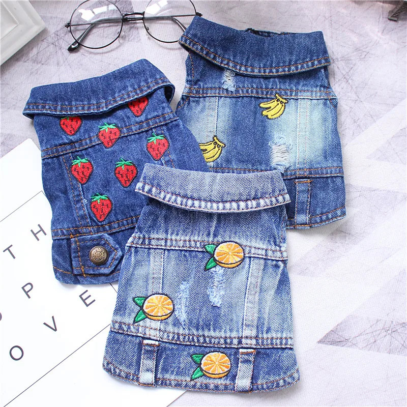 Pet Clothes Denim Dog Costume Summer Cowboy Vest Daisy Shirt Jeans Jacket Puppy Clothing for Chihuahua Yorkies 250729