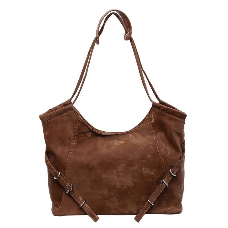 Head layer cowhide single shoulder tote bag, large capacity retro style handbag, fashionable and versatile commuting women's bag