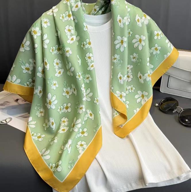 Silk Scarf for Women Elegant Square Scarf Versatile for Spring Autumn and Winter Fashionable and Stylish Cherry Blossom Shawl Silk Scarf 250726
