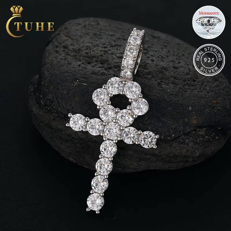 Wholesale Fast Shipping 3MM Jesus Cross VVS Moissanite Pendant 925 Sterling Silver Fine Diamond Pendant for Necklace Men