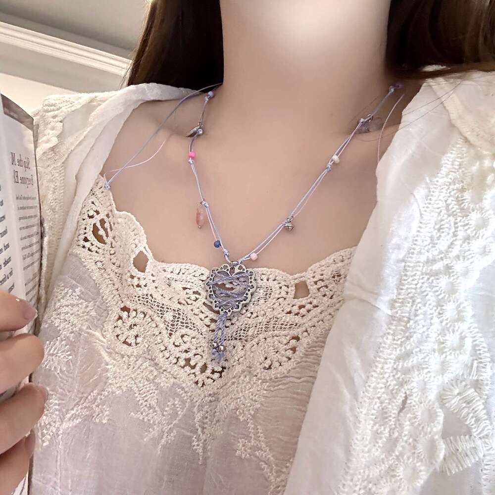 Heart Punk Rock Colorful Multi-Element Woven Pull Pendant Necklace Personality Trendy Fashion Hot Girl 412