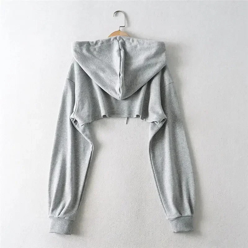 Hoodie Female Personality Irregular Crop Ultra Short Style Long Sleeve Top Drop Sweatshirt Y2k Clothes 250730