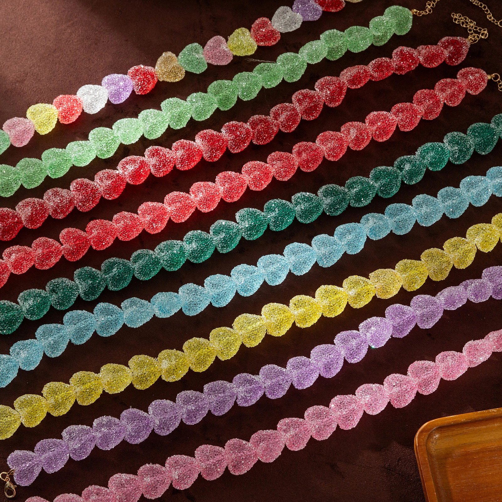 Colorful love resin necklace cute candy niche n high-end accessory womens necklace 250729