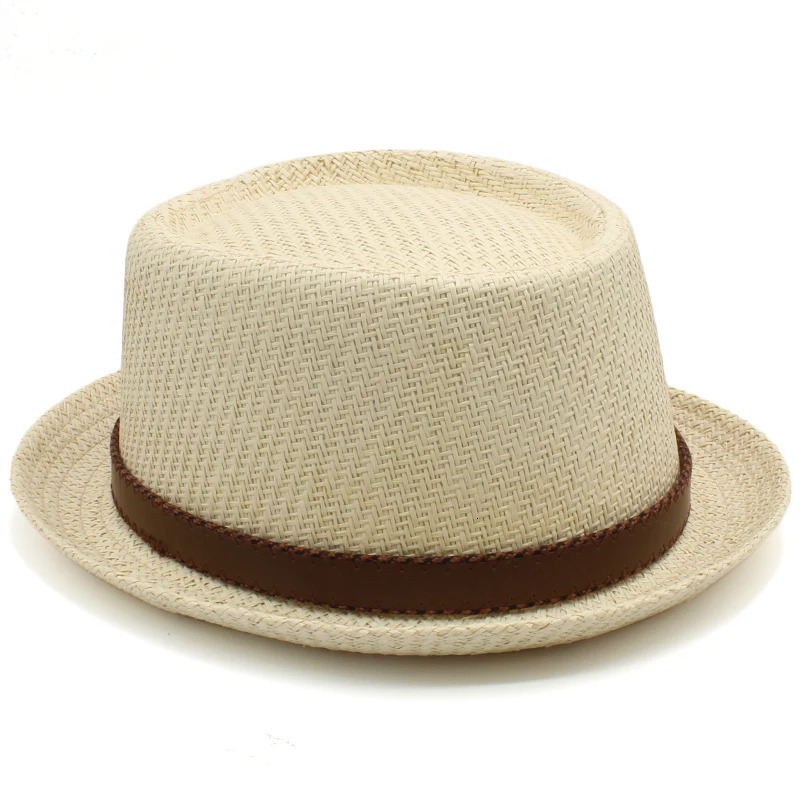 Men Women Classical Straw Pork Pie Hats Fedora Sunhats Trilby Caps Summer Boater Beach Outdoor Travel Party Size US 7 1/4 UK L 250730