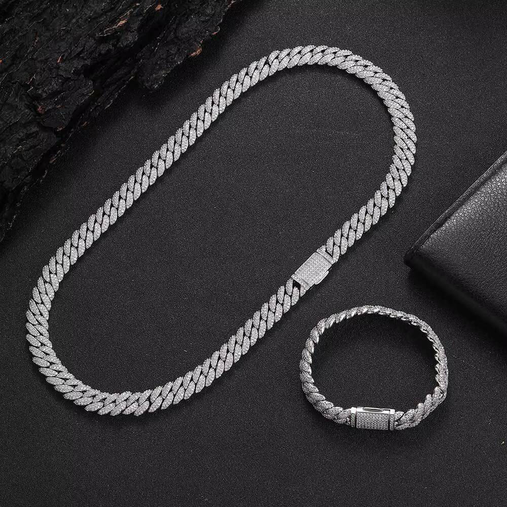 Luxury Men Women Fashion Jewelry 925 Silver Miami Moissanite Cuban Link Necklaces