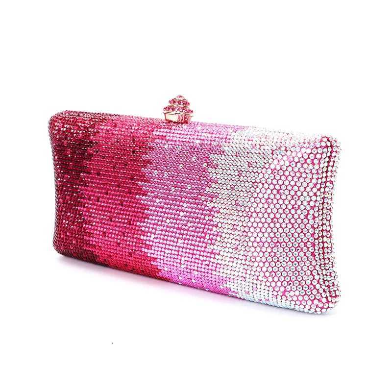 Women Clutch Crystal Multicolor Diamond Gradient Evening Bag Black Silver Gold Wedding Bag Party Crossbody Evening Bag Y250730