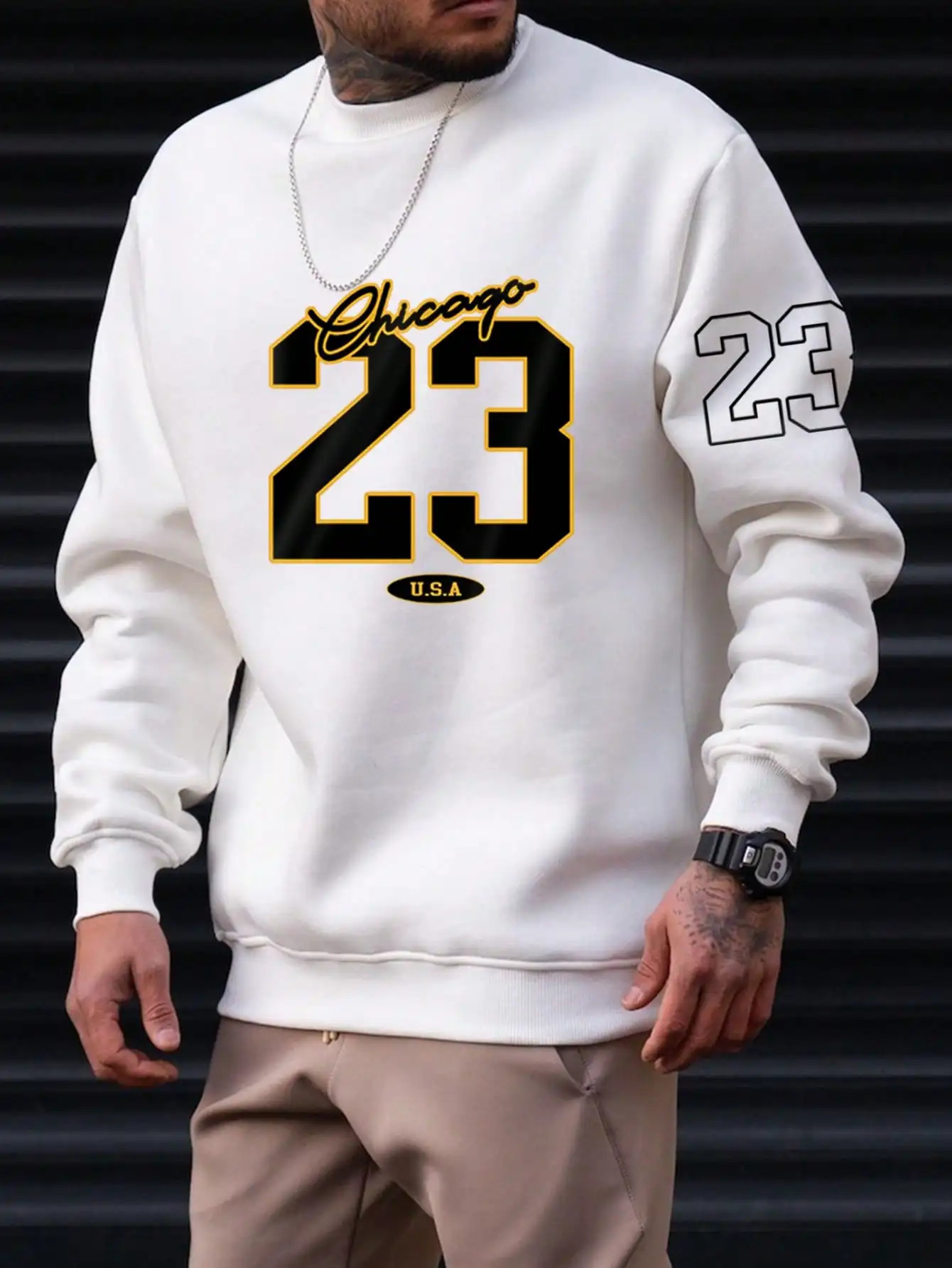 23 USA Art Letter n Men Clothes Street Style Fleece Sweatshirts Autumn Casual Hoodies Fashionable Crewneck Pullovers Hoody 250729