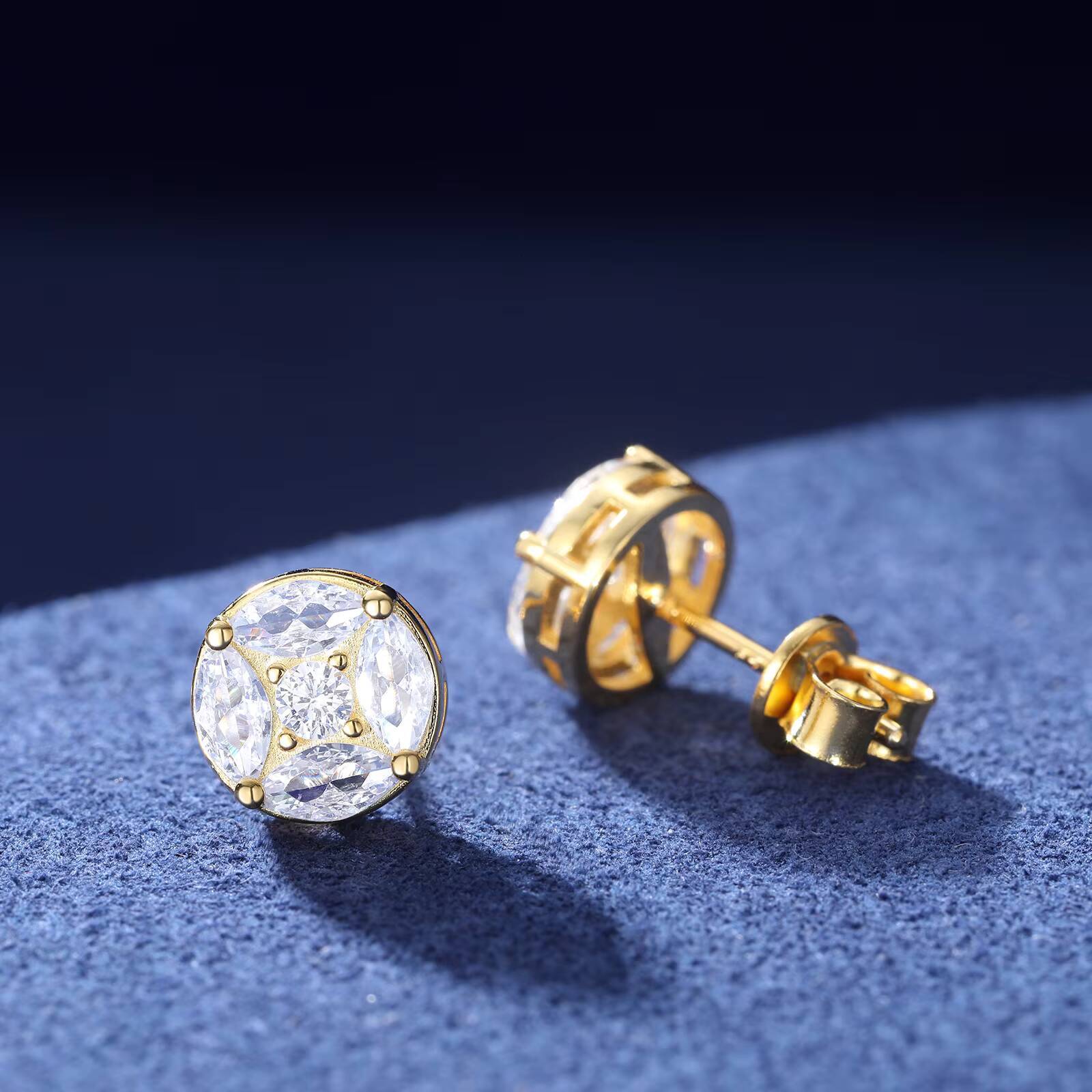 GRA Certificate Marquise Cut VVS Moissanite CZ Geometric Stud Earrings Ready to Ship 925 Sterling Silver Jewelry Gift Earrings