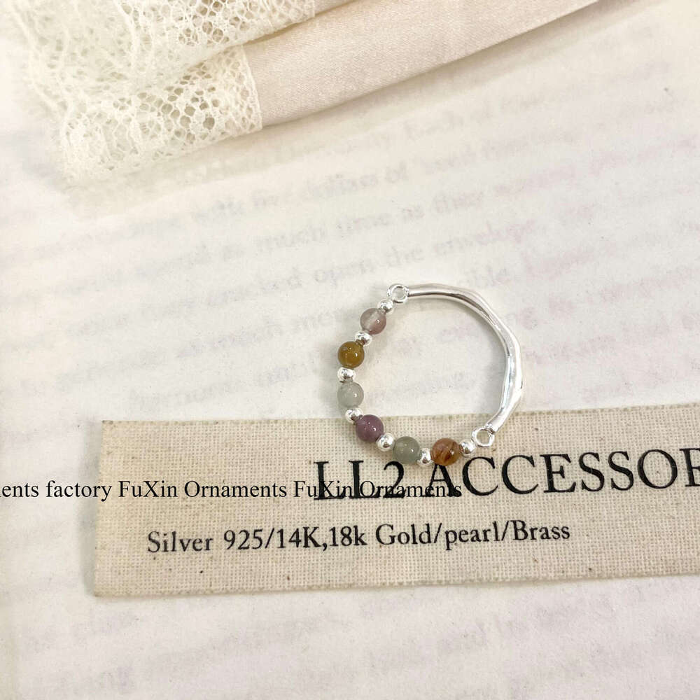 Minimalist INS Style Light Luxury High-End Niche Design Half-Hoop Elegant Women Beaded Round Bead Ring 6c5