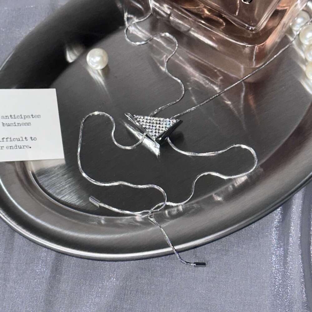 FUXIN New Inverted Triangle Full Dia Fashion Necklace Niche Simple High-end Feel Pull-out Long Clavicle Chain 462