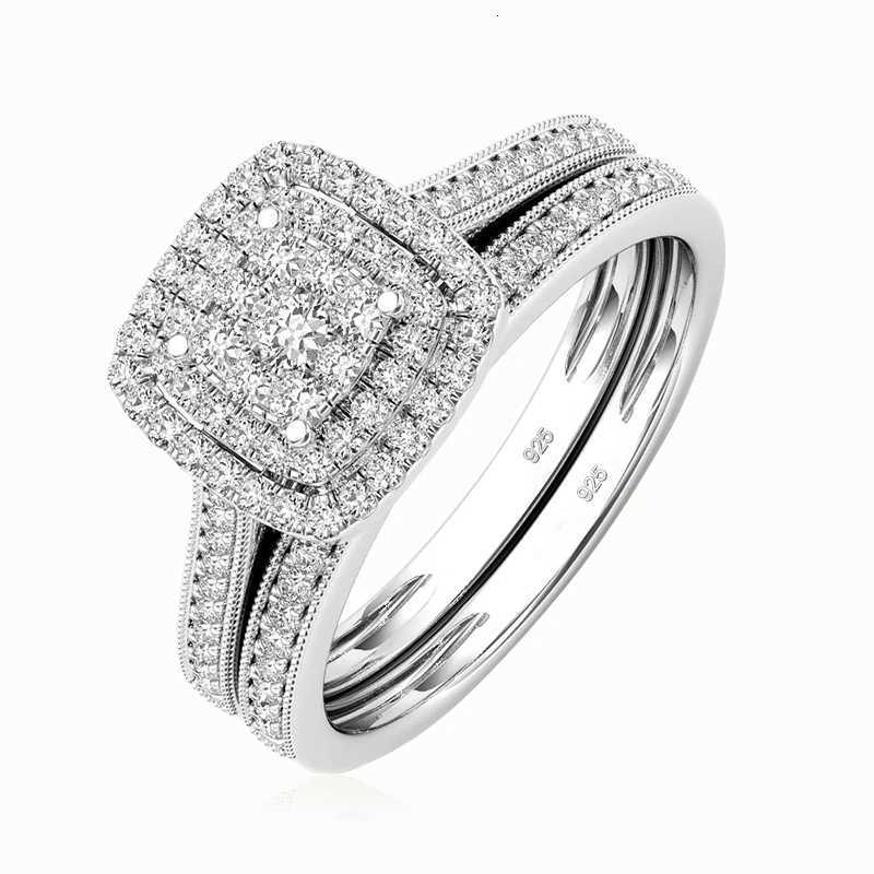 2pcs Moissanite Ring Set for Women Original 925 Silver Wedding Jewelry Luxury Engagement Ladies Anniversary Gift Trend y250730