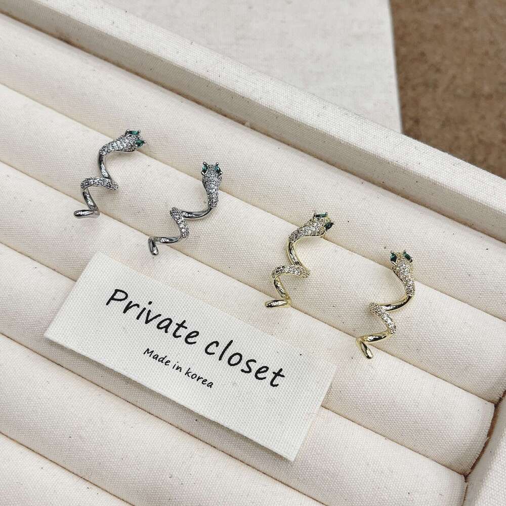 Autumn Winter New Exquisite Fashion Light High-end Micro-inlaid Zircon Snake Spiral Personality Versatile Earrings for Women 603