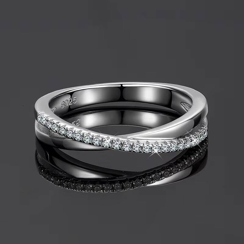 White Gold Plated 925 Sterling Silver VVS Moissanite Diamond Engagement Wedding Gift Women Band Ring