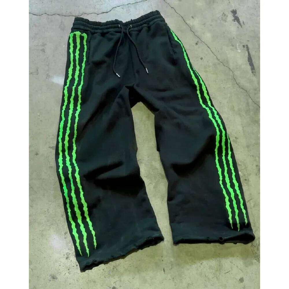 American Style Sweatpants Y2K Claw Stripe Fluorescence Streetwear Hip Hop Personality Casual Pants Joggers Men Clothing