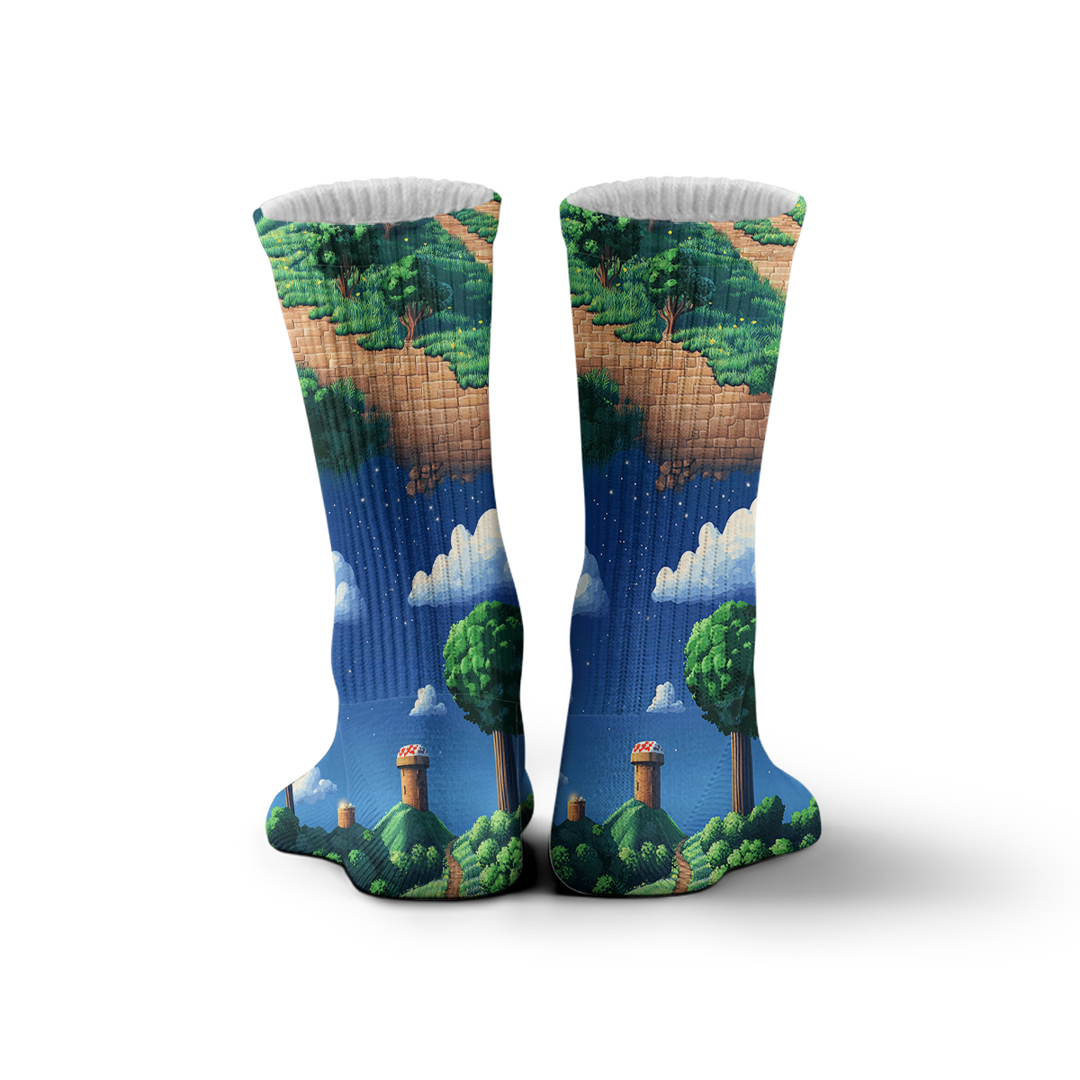 Retro Game Landscape Unisex Tube Designer Socks C123