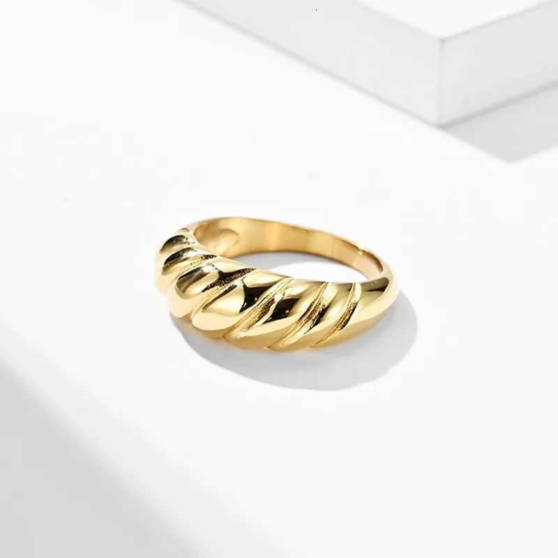 Stainless Steel Twist Bread Design Ring Wedding Band for Men Women Size 4-12 y250730