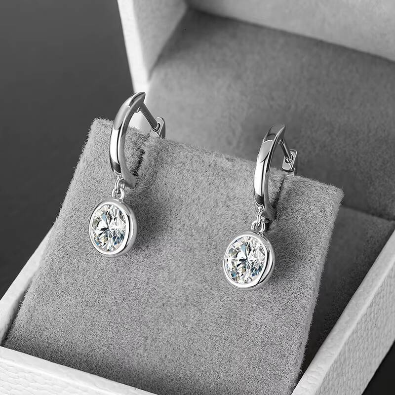 Simple Design Jewelry 2ct VVS1 D Color Dangle 925 Sterling Silver Drop Earrings for Women Platinum Plated Luxury Jewelry