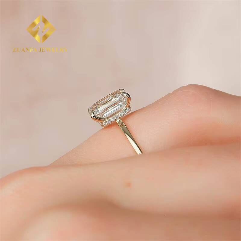 10K Gold Emerald Cut Diamond Mossanite Wedding Rings Custom Design AU750 Mossanite Wedding Rings