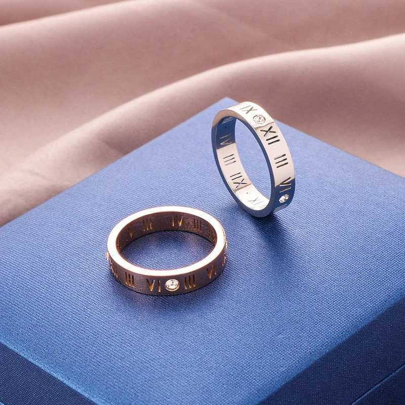 One Crystal Rings Fashion Jewelry Hollow Roman Numerals Stainless Steel Personalized Simplicity Accessories Women Rings y250730