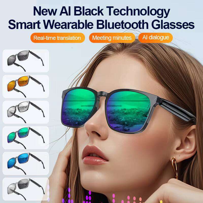 2025 New AI Glasses Multi-language Translation Voice Assistant Magnetic Charging Audio Call Smart Sunglasses