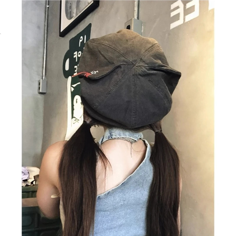 Japanese Cute Cat Ear Beret Womens Sweet and Cool Fashion Hats Niche Cloud Painter Hat 250730